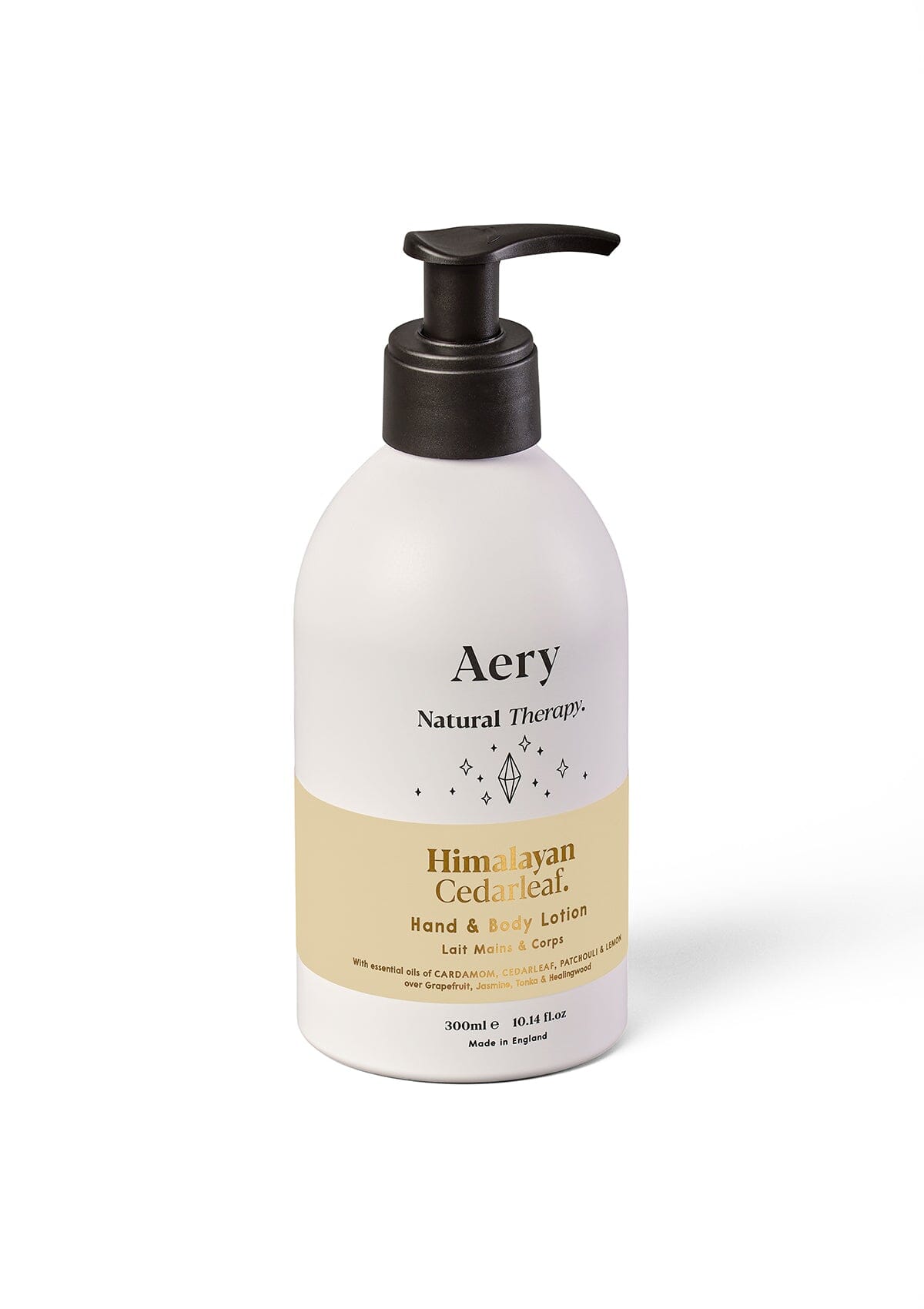 Cream Himalayan Cedarleaf Hand and Body Lotion by Aery displayed on white background