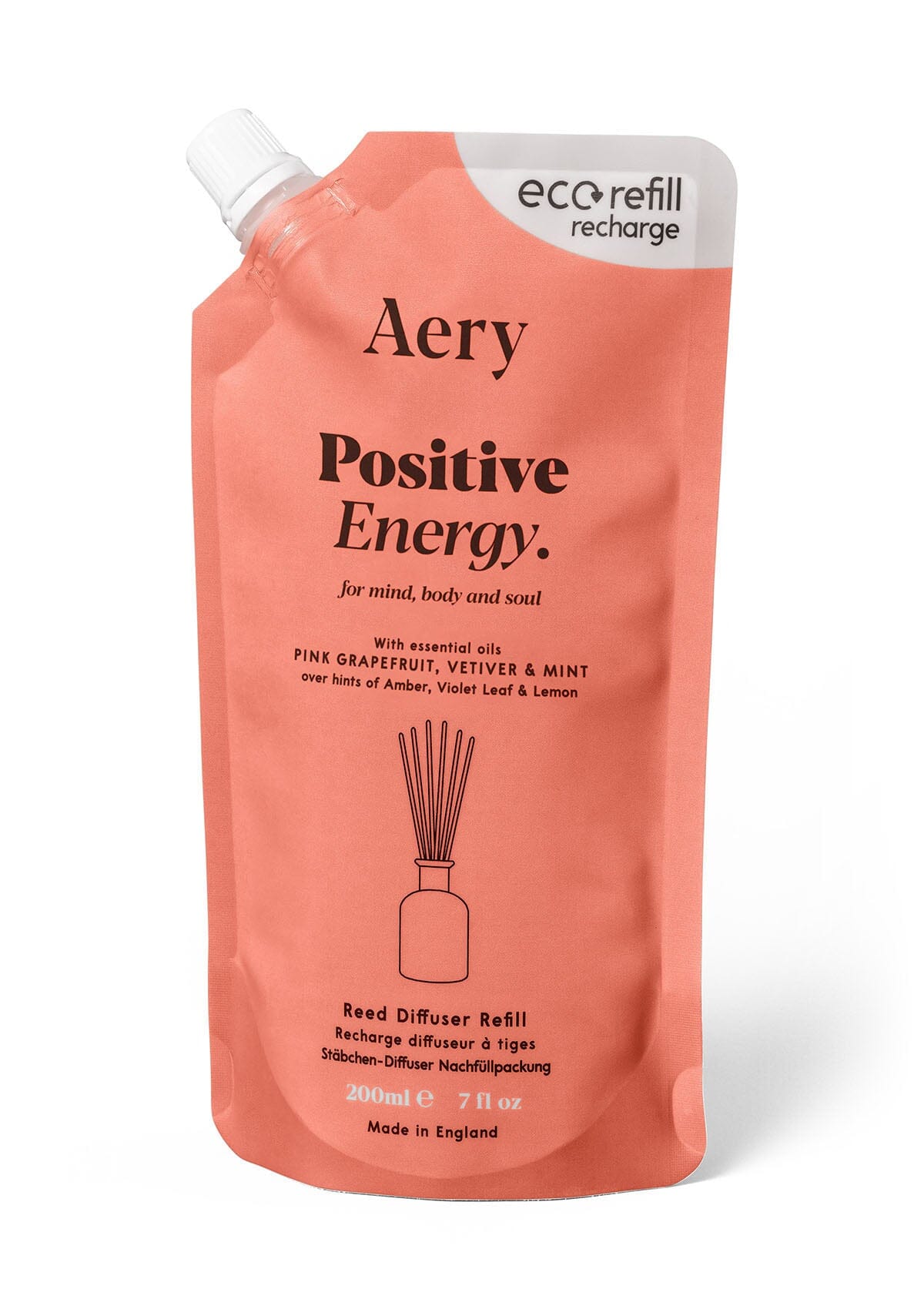 Positive Energy reed diffuser refill pouch by aery displayed on white background 