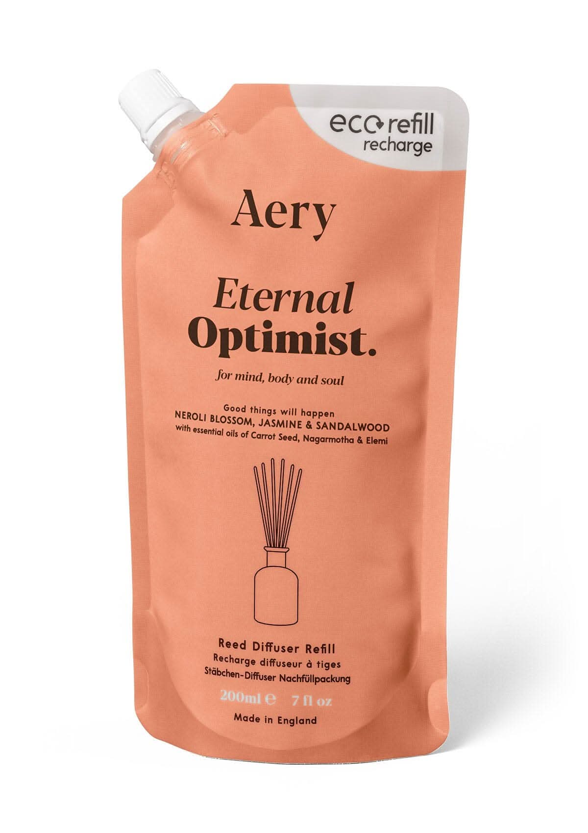 Orange Eternal Optimist reed diffuser by aery displayed on white background