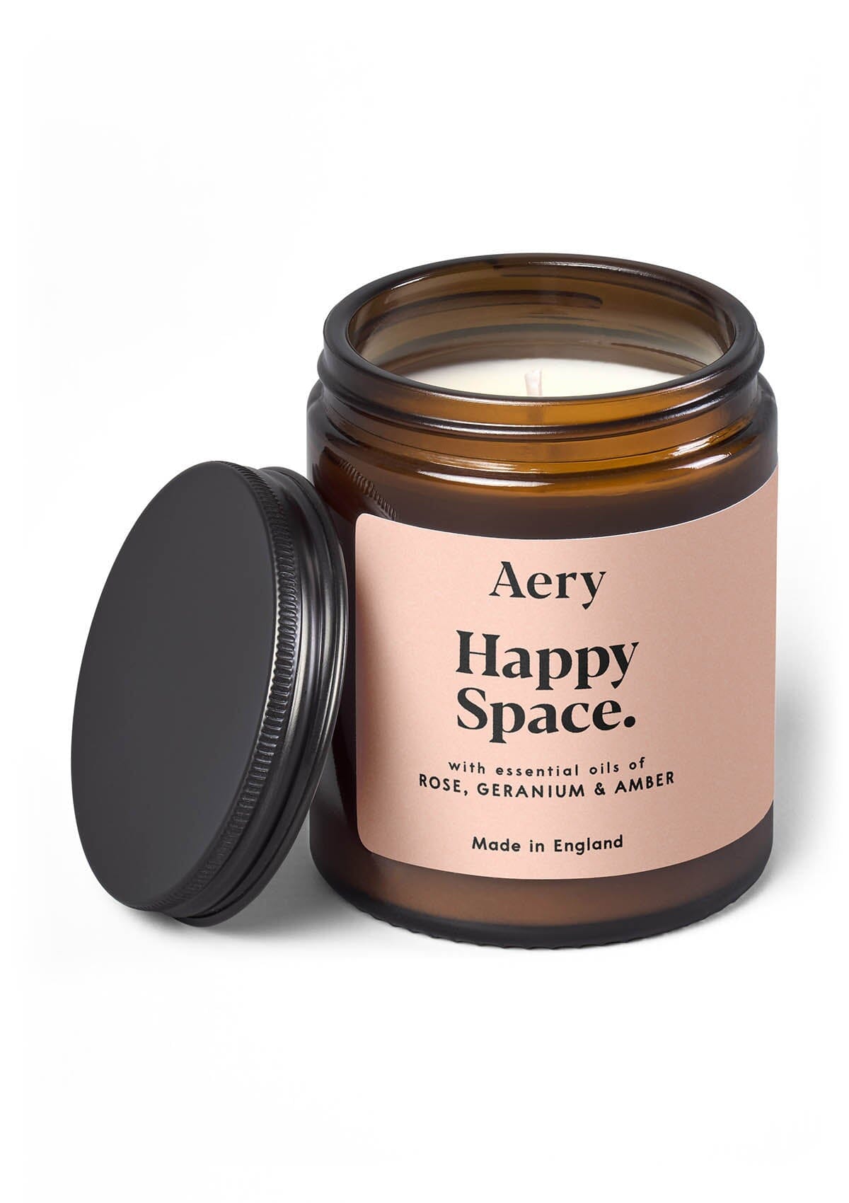 Pink Happy Space jar candle by Aery on white background 