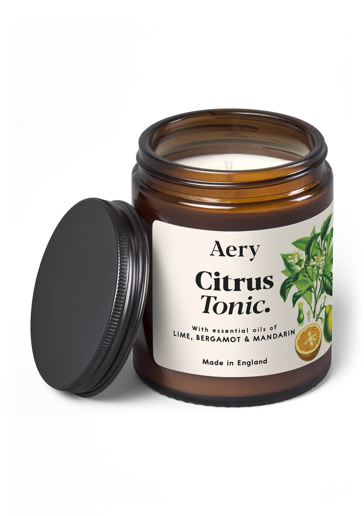 Citrus Tonic jar candle by Aery on white background 