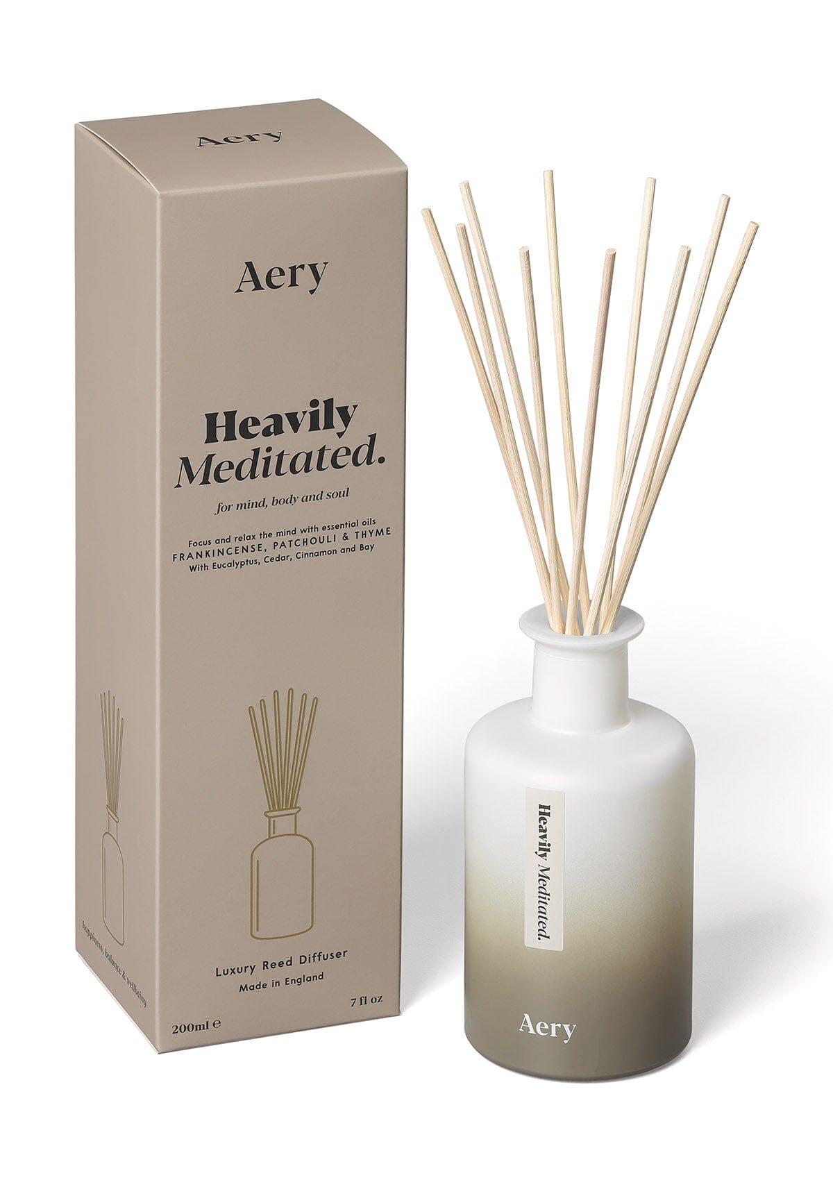 Heavily Meditated Diffuser with product packaging by Aery 
