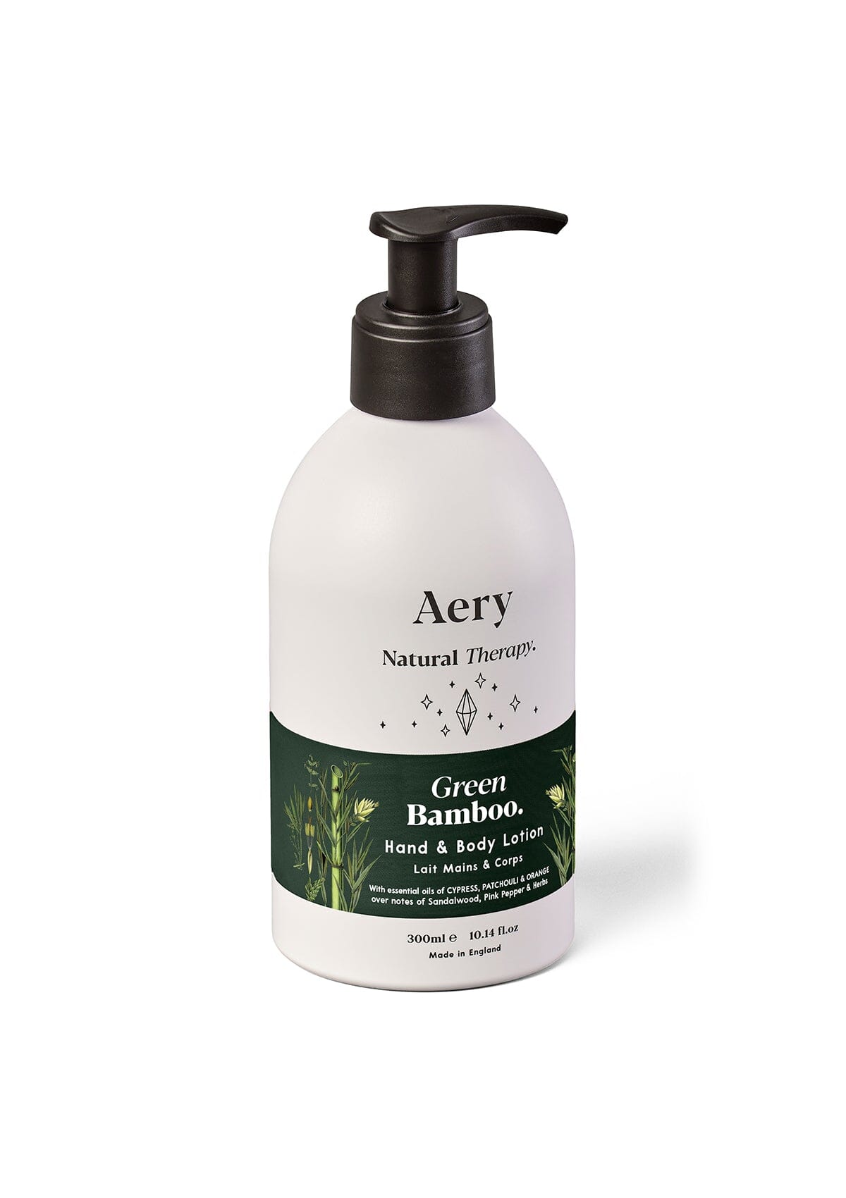Green Bamboo Hand and Body Lotion by Aery displayed on white background