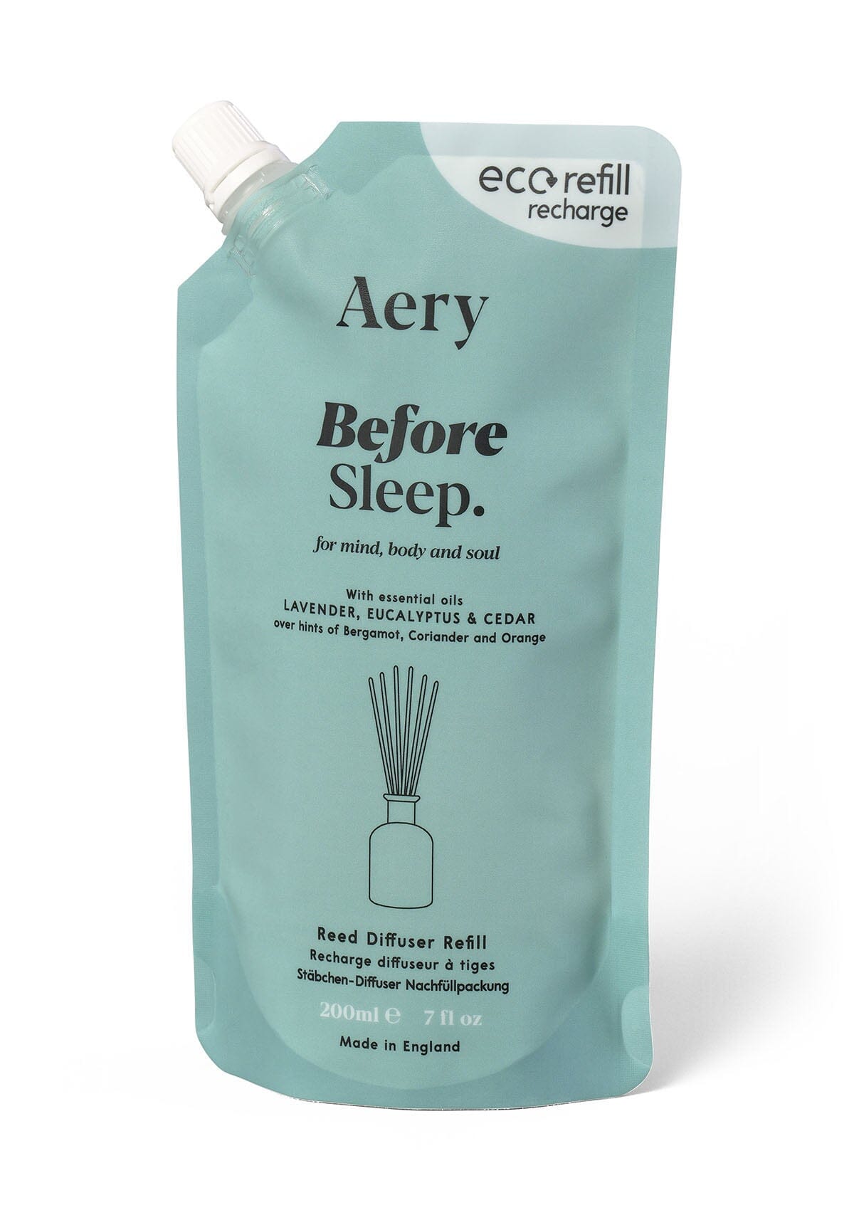 Blue Before Sleep reed diffuser refill pouch by aery on white background 