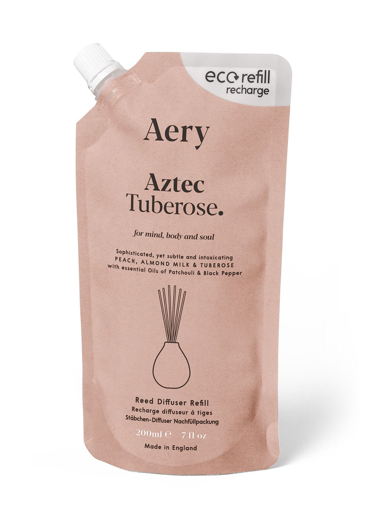 Aztec Tuberose reed diffuser pouch by aery displayed on white background 