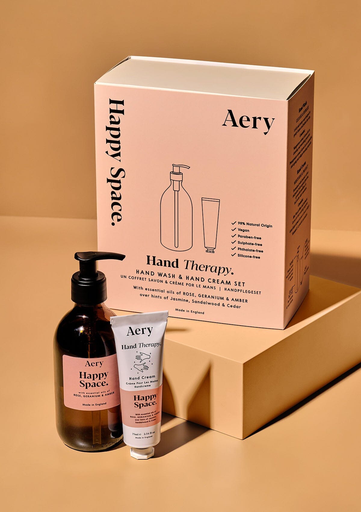 Happy Space Hand Therapy Set - Rose Geranium and Amber