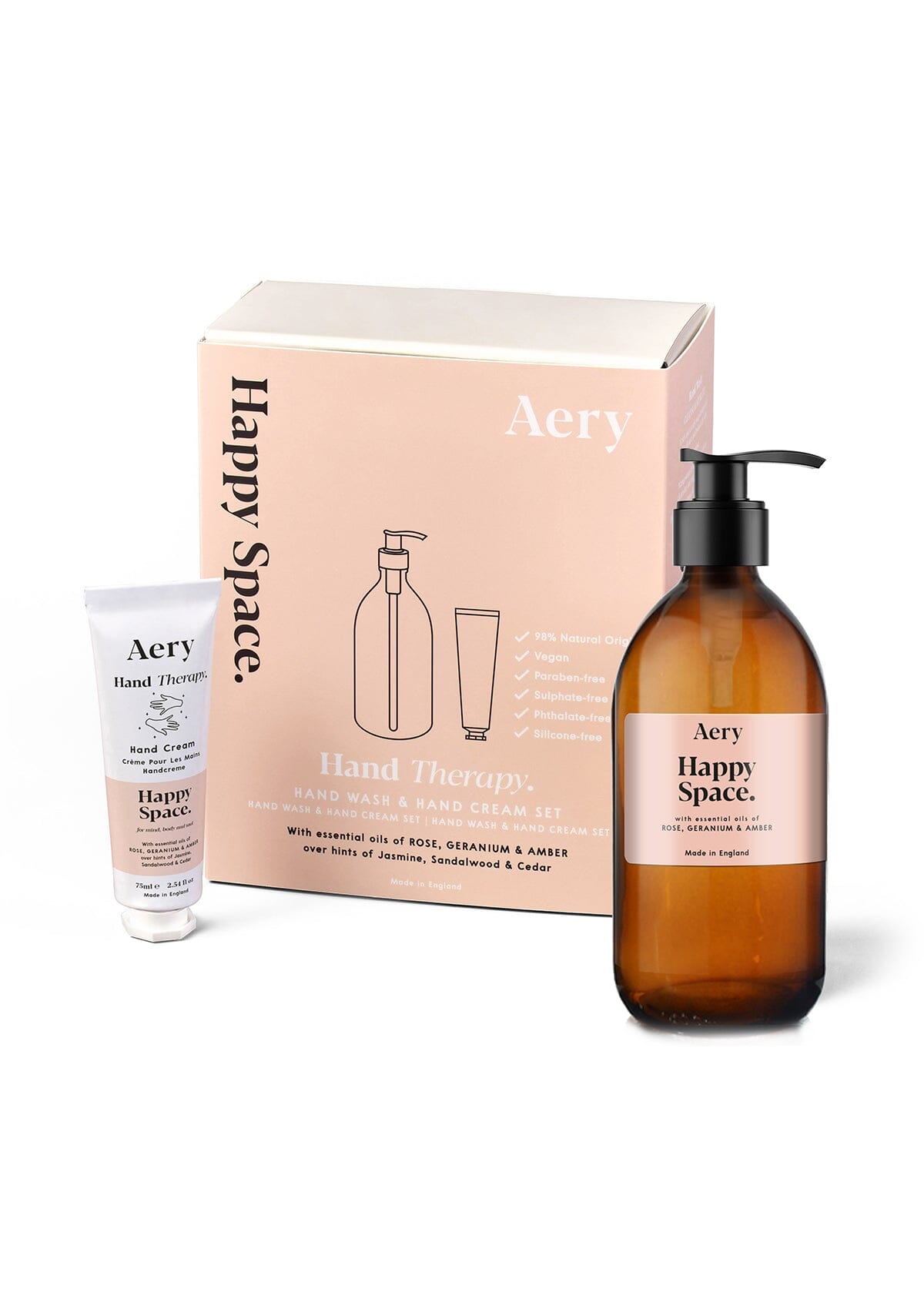 Happy Space Hand Therapy Set - Rose Geranium and Amber