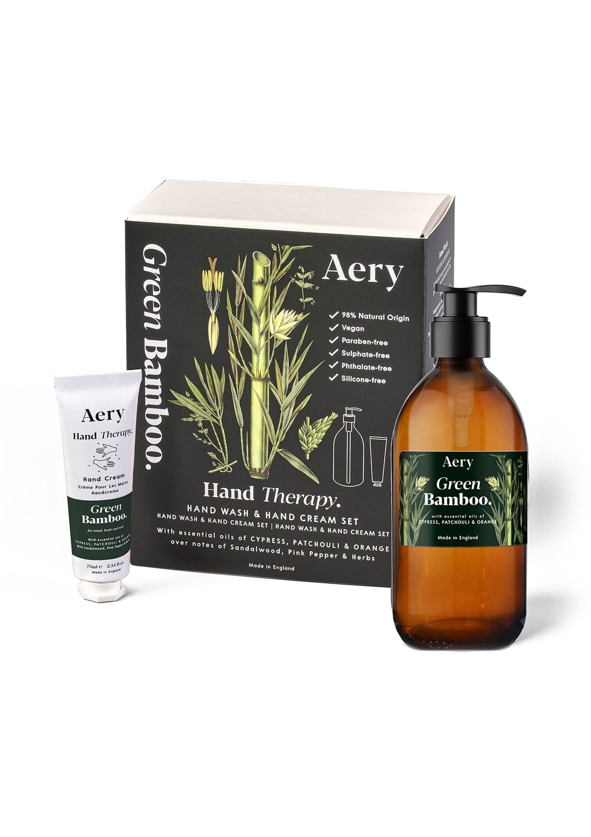 Green Bamboo Hand Therapy Set Cypress Patchouli and Orange