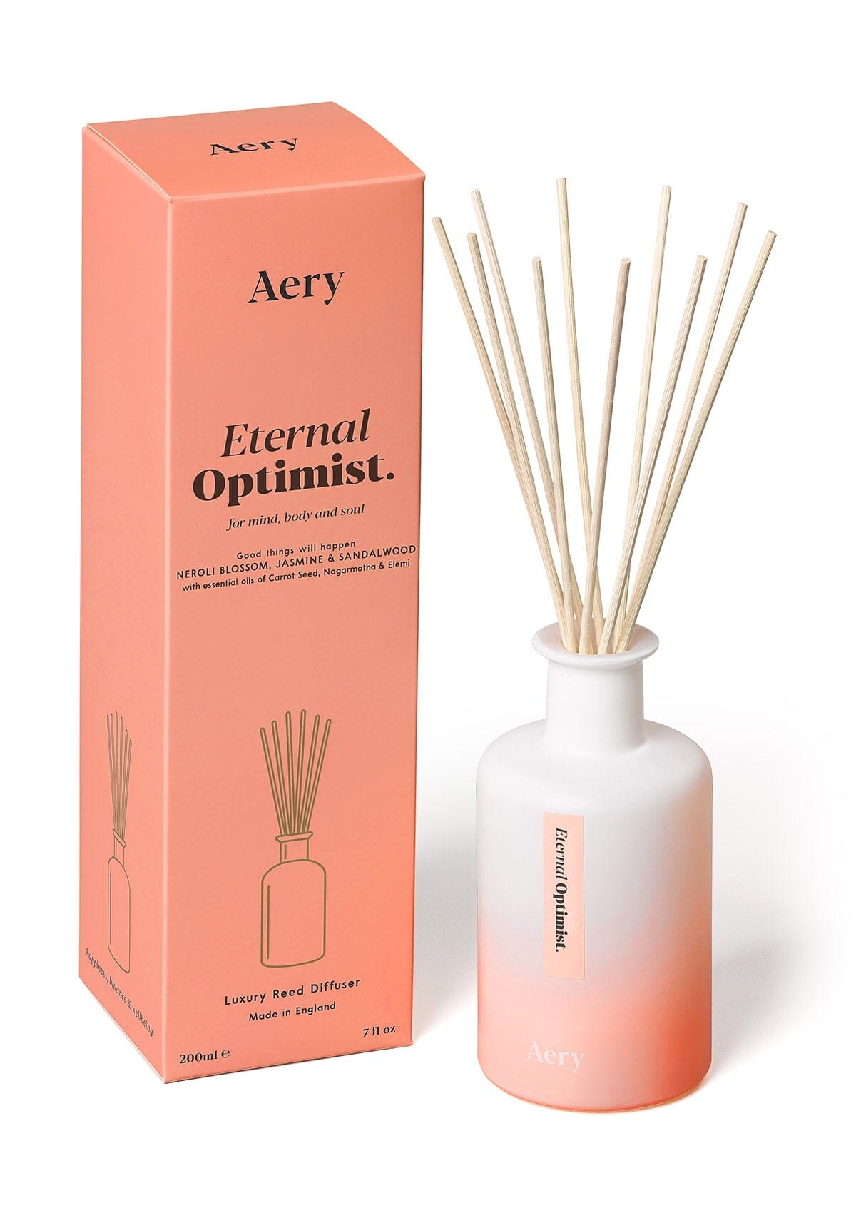 orange Eternal Optimist diffuser with product packaging by Aery 