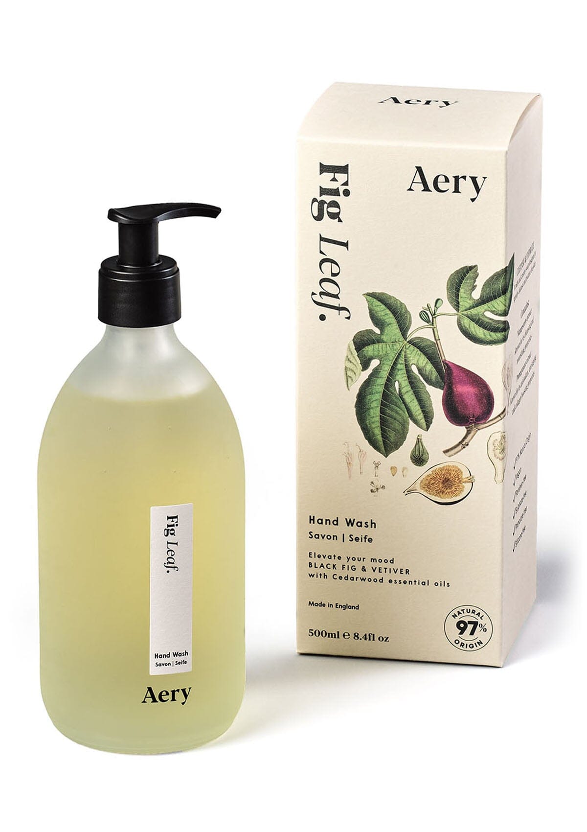 Cream Fig Leaf hand wash by Aery on white background 