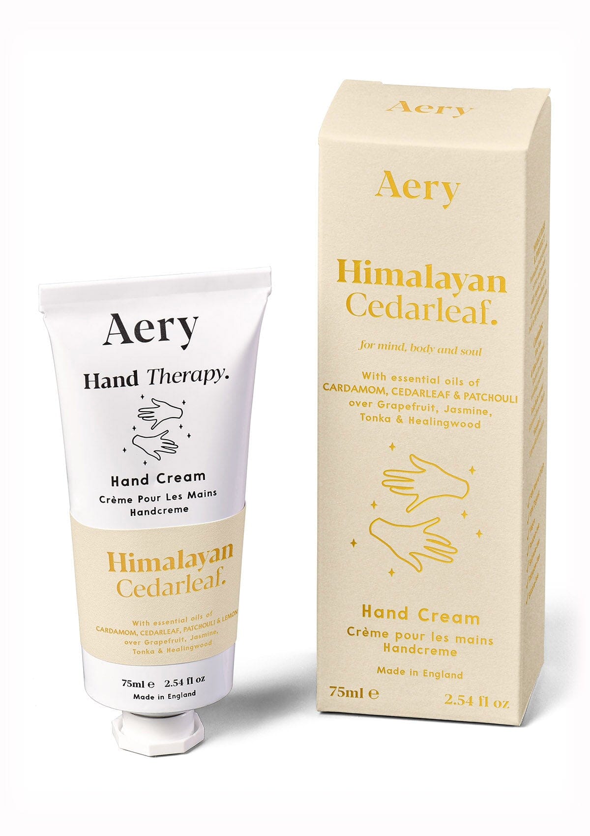 Cream Himalayan Cedarleaf hand cream by Aery on white background 