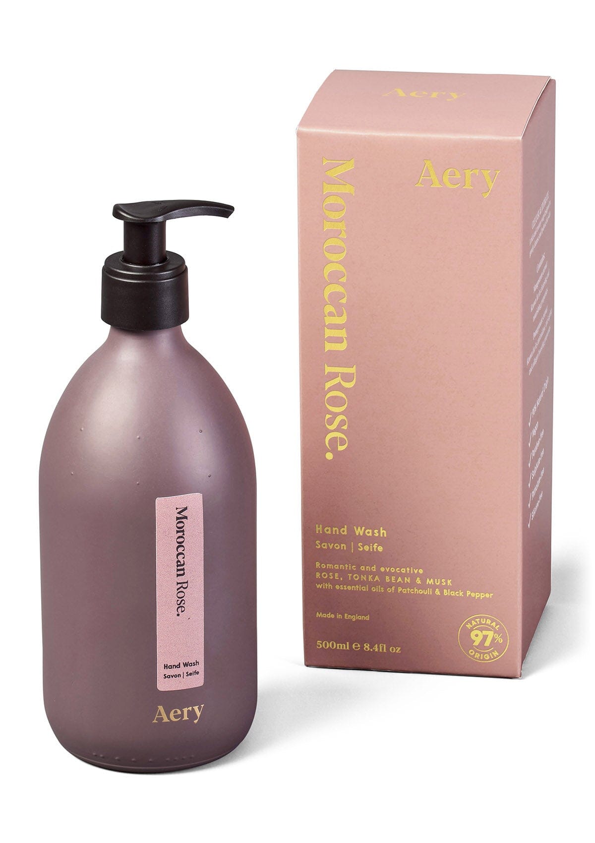 Aubergine Moroccan Rose hand wash by Aery on white background 