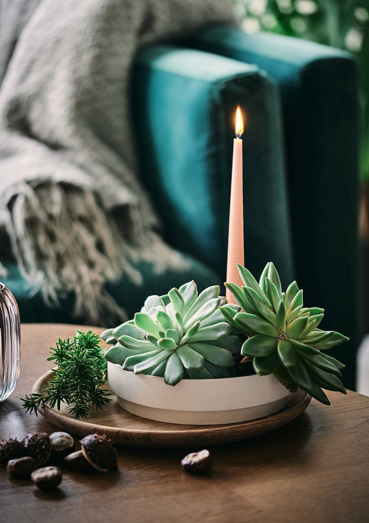 Orbital Step White Candle Holder in Matte Clay Large