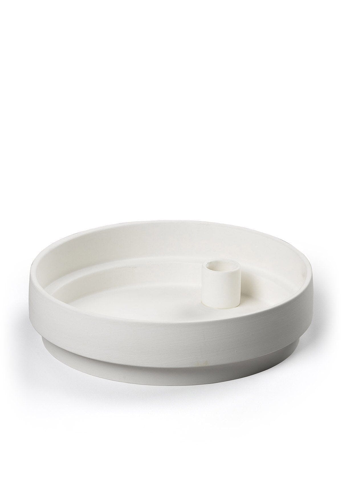Orbital Step White Candle Holder in Matte Clay - Large