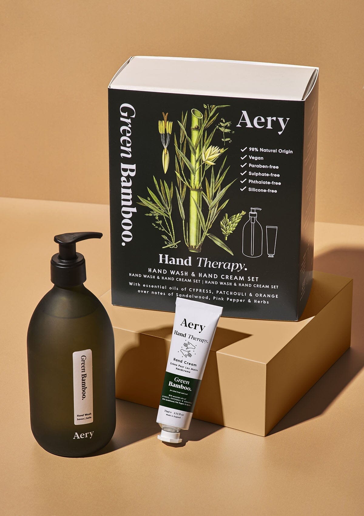 Green Bamboo Hand Therapy Set Cypress Patchouli and Orange