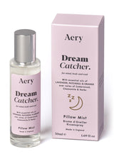 aery living lavender dream catcher pillow spray next to lilac product packaging