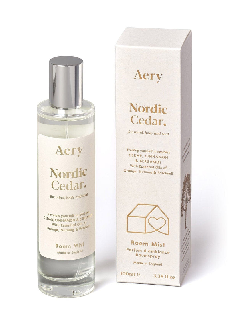 aery living nordic cedar room spray next to product packaging